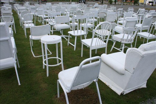 185 empty chairs - a temporary art installation reflecting the 185 lives lost in the earthquake on 22 February 2011. Visitors are invited to select a chair they are drawn to and take a seat to reflect.
