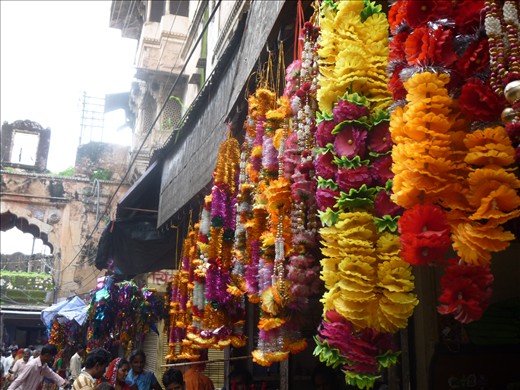 Garlands for sale at the market in Bundi for a festival that night. 