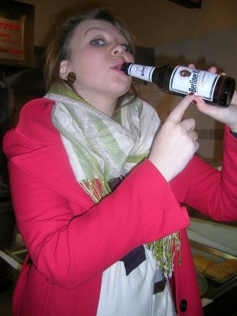 me drinking my first whole beer