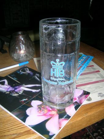 my empty beer i actually drank!!!! a whgole haldf a litre