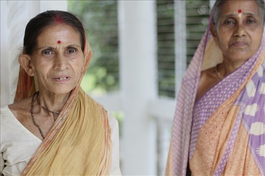 Hindu woman by the temple.