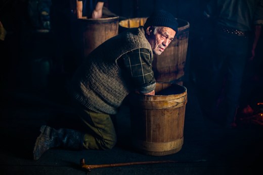 The curd - Curd is the base for cheese, the oldest shepherd does the preparing  