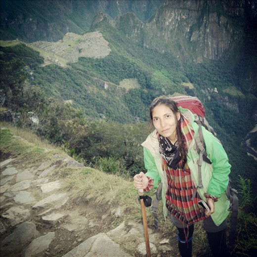 Me across the famous Sun Gate, seeing of Machu Picchu