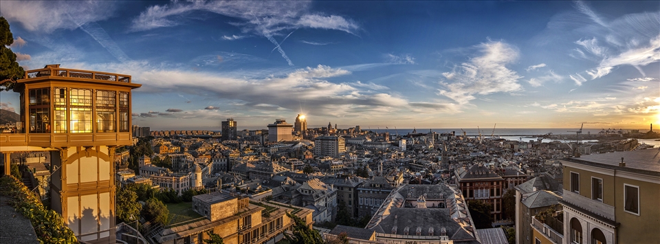 The beautiful colors of the sunset in Liguria