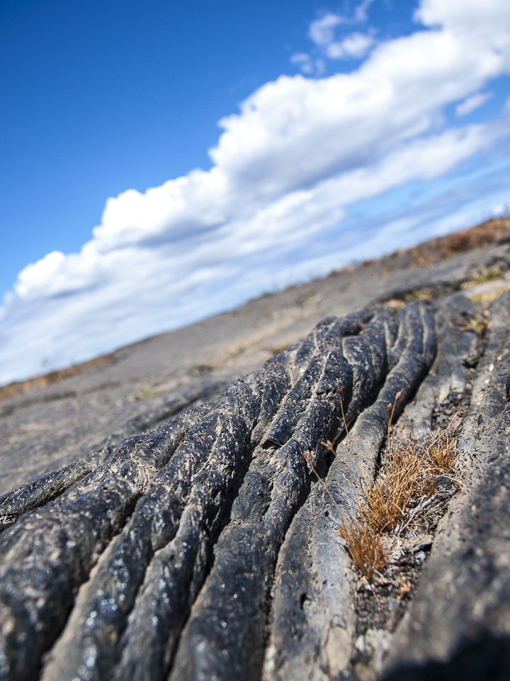 Pahoehoe: A Hawaiian word geologists adopted to describe this type lava flow.