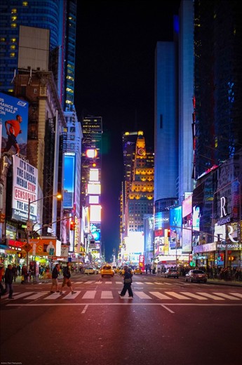 Time Square, NYC - I guess time waits for no one, no wonder the city never sleeps. 
The vivid colours compliment the life that abounds in NY.