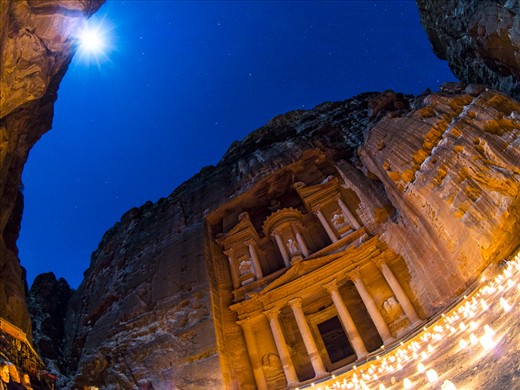 Petra at Night, by candle and moon - Petra Jordan