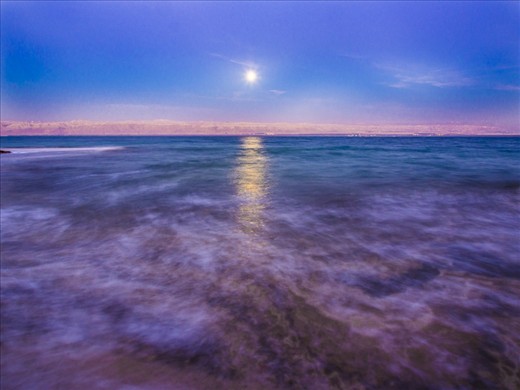 Moon over the Dead Sea - Waiting for the sun to come up, I watch the moon set ov