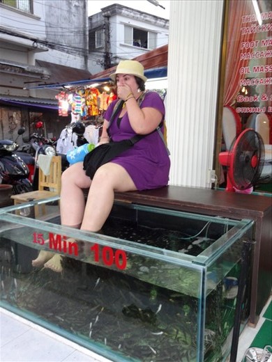 Fish pedicure.  by far the weirdest feeling on your feet ever.