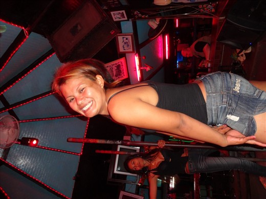 One of our bartenders who made me play Jenga with her.  I won!  Board games with the bartenders are a big thing here.