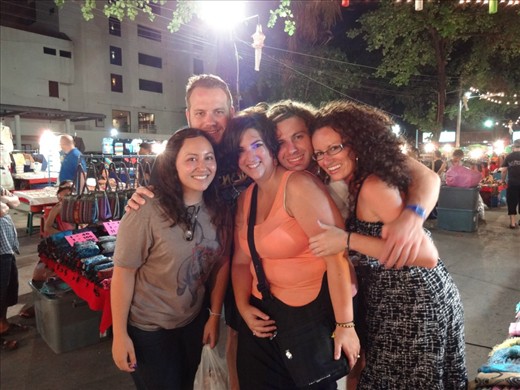 With the Australians at the night market (Michelle, Mark, and Luke)