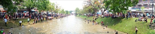 This is where the locals are!  Chiang Mai has a moat around the city.  Jennifer and I ventured down here to check out the scene.  Madness.  Water everywhere.  Additionally, the moat was a good three feet lower after Songkran.