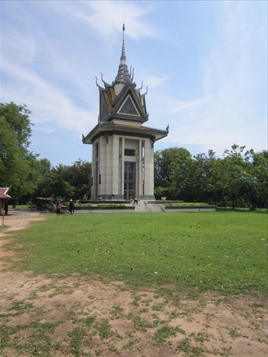 Stupa at the Killing Fields.  It houses the skeletons of those killed.  