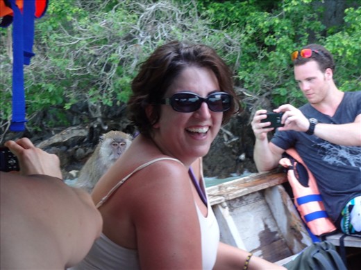 Thankfully he climbed down onto the boat and then threw fried rice all over.