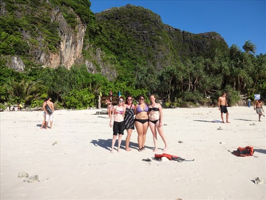Maya Bay Beach.  This is the beach where the movie was filmed.  It is secluded boats are not allowed to drive into this area.  Including ours......
