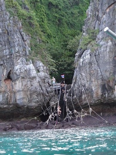 Remember how I said boats aren't allowed into the bay?  Well, we had to get there somehow.......