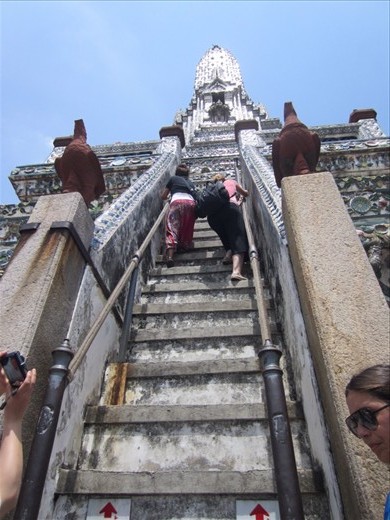 The climb to the top was brutal.  The steps were very tall and steep.  Thankful for the handrails which helped us hoist ourselves up.