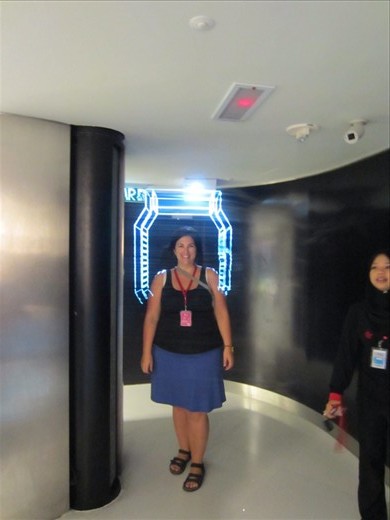 This light and directions for the Petronas Towers visit  is being projected onto an air stream.  