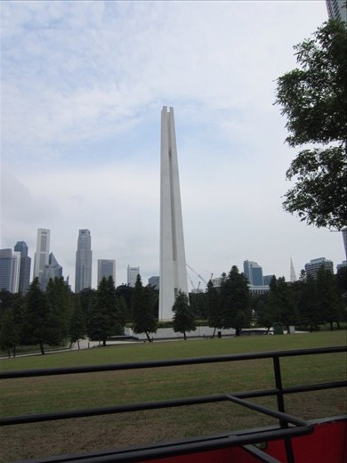 The War Memorial in Singapore celebrates the lives of Singaporeans lost in WWII.  Looks like two pairs of chopsticks.
