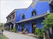 Cheong Fatt Tze museum and boutique hotel.  This used to be one of many homes of Cheong Fatt Tze, a very wealthy Chinese man.  It has been full renovated, but this is the original color.  The inside is beautiful and set up in a manner consistent with Chinese feng shui.: by anealis314, Views[307]