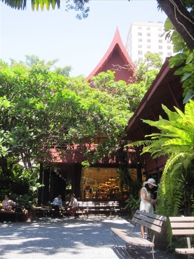This is the view of the house when you enter the grounds.  It is an incredible sight simply because it is smack dab in the middle of Bangkok, about a block from MBK shopping mall.  There is a ton of traffic (actually, ton is an understatement), tall buildings, and rails for the skytrain. This little museum seems like an oasis in the middle of a chaotic city.