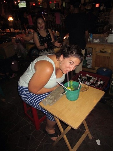 Drinking out of a bucket.  Keepin' it classy since 1983!