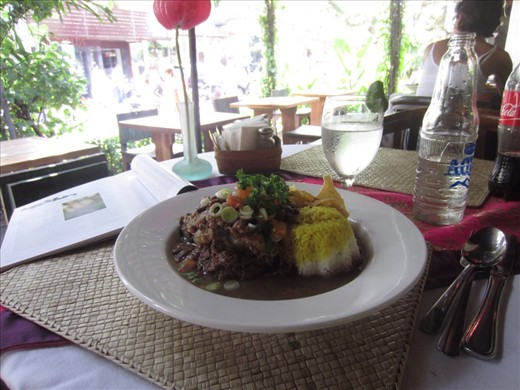 Beef ribs and beans at Ibu Rai.  The owner of this restaurant started selling this dish in 1960 in a street cart near the palace.  Her success practically forced her to open a restaurant.  
