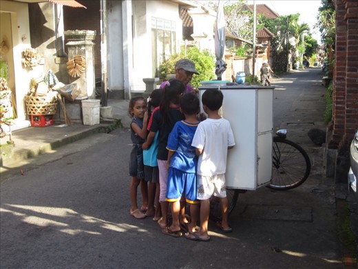 local kids gathering at the ice cream 