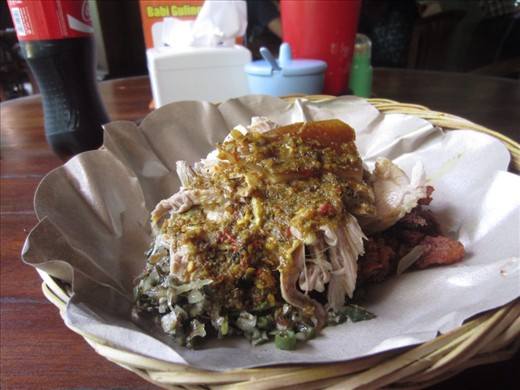 Babi guling, a suckling pig dish, at Ibu Oka