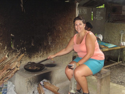 on two different tours i ended up at a luwak coffee plantantion.  this one let us roast the beans.......
