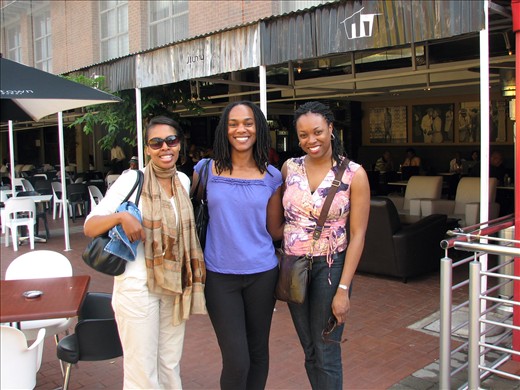 New friends at Capello (Bar) in Sophiatown (Angie in the middle)