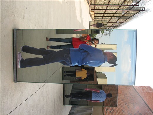 Apartheid Museum, mirror art leading to the entrance