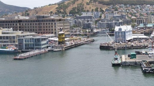 Victoria & Albert Waterfront, Cape Town, as seen from our cabin on 