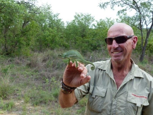 Frank Watts and chameleon friend