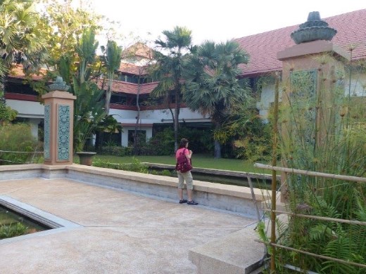 In the courtyard of the Meridien Angkor Hotel, Siem Riep