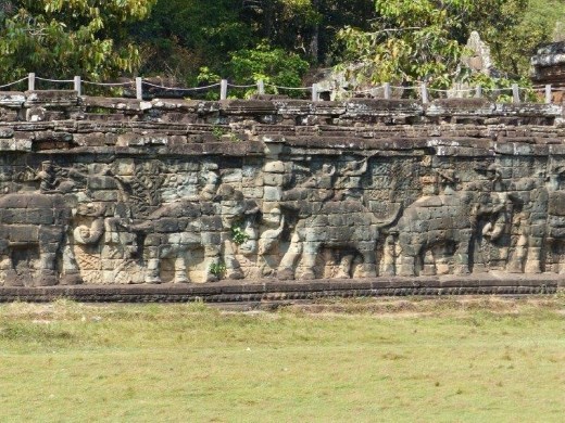 This wall of elephant reliefs is over 300 yards lang