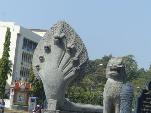Seven-headed naga (cobra) guarding the king's palace, Phnom Penh.