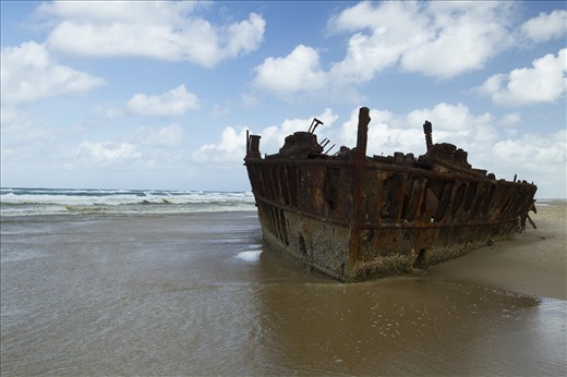 SS Maheno sitting on the sand