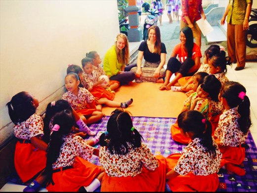 Kids learning English at school.