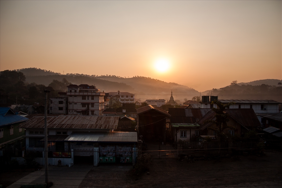 The sunrises over Kalaw, it's tin houses, dirt paths and aged golden Pagoda glimmering in the glow. The villages of the Shan hills awake with the rising light and the echo of the rooster. Today is a big day, the start of the summer months, and the beginning of the Novice Festival. Parents spear the boar for roast, begin to dry tea leaves, and dish up plates of soft sugary sweets. For them it's a day of celebration, but it's the children who fear this day the most. It marks the end of their childhood in some ways. For the summer, they are forced into the monastery, to learn the teachings and discipline of Burmese Buddhism.
