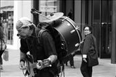 For some people, begging, homelessness and busking have become a way of life, but busking is also a way for talent to be discovered through unusual means, as this one-man band displays on Murray Street. : by anncorvera, Views[497]