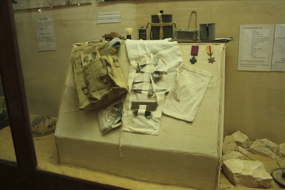  contents of a British soldier's pack,Britain hall,Al Alamein military museum