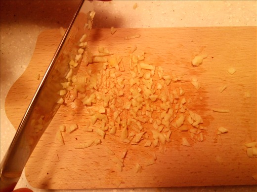 Chopping garlic