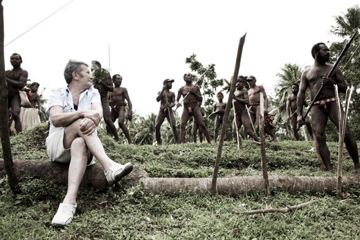 Demonstrating their masculinity and strength, Vanuatu men chant during a yam harvest and fertility ritual, an annual custom of the Pentecost people. Looking on, sits a mature Caucasian man with his legs femininely crossed. Our world has evolved, adapted and changed. The lines of gender have been crossed and blurred. Men can be more feminine than women; women more masculine than men. Does this exclude a place like Pentecost? Or is it still a secret?