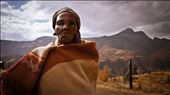 Sotho woman in the village of Phelandaba, on the background of mighty Drakensberg.: by apnews, Views[488]