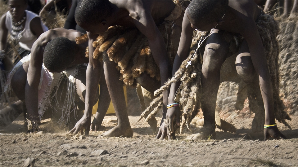 Zulu dances to celebrate the tribal wedding in the 