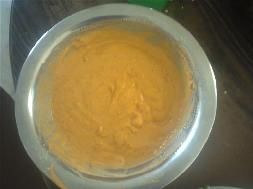 Paste which will be applied to chilies before being fried