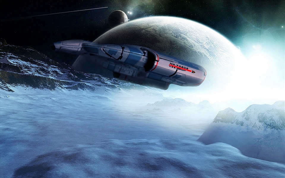 A bit of photoshop work. Got my ideas from the old TOS Star trek with the ships.