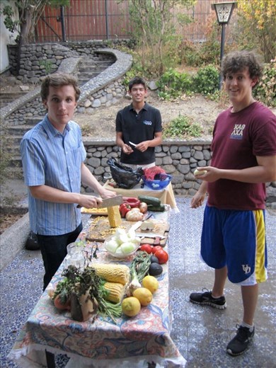 Removing the corn from the cob and preparing other ingredients!