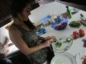 Me cutting some peppers to serve with our appetizers: by ardentariana, Views[298]